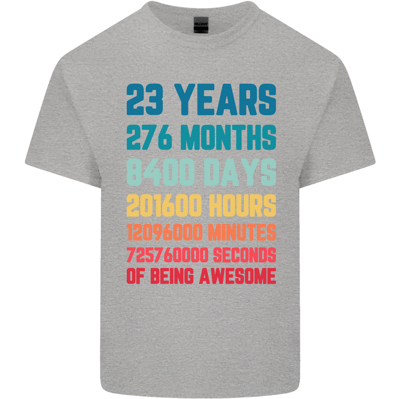 23rd Birthday 23 Year Old Mens Cotton T-Shirt Tee Top Sports Grey