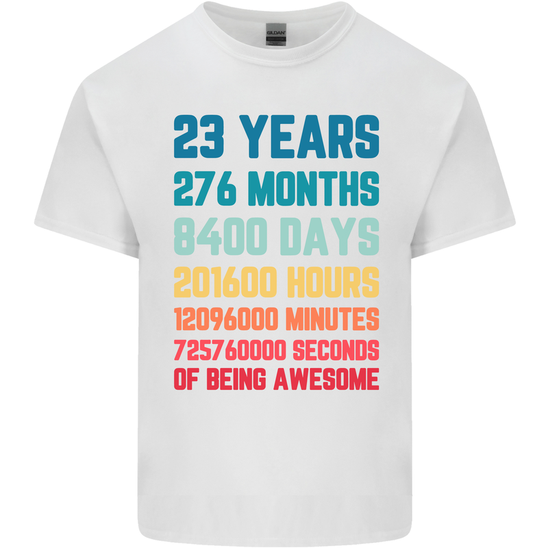 23rd Birthday 23 Year Old Mens Cotton T-Shirt Tee Top White