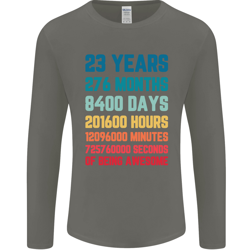 23rd Birthday 23 Year Old Mens Long Sleeve T-Shirt Charcoal
