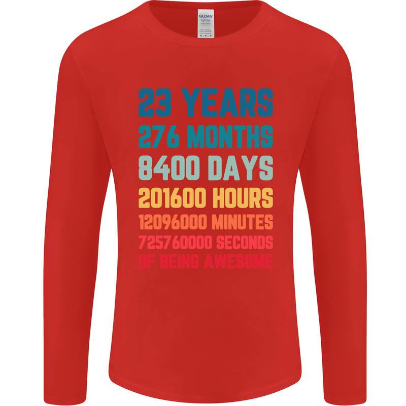 23rd Birthday 23 Year Old Mens Long Sleeve T-Shirt Red