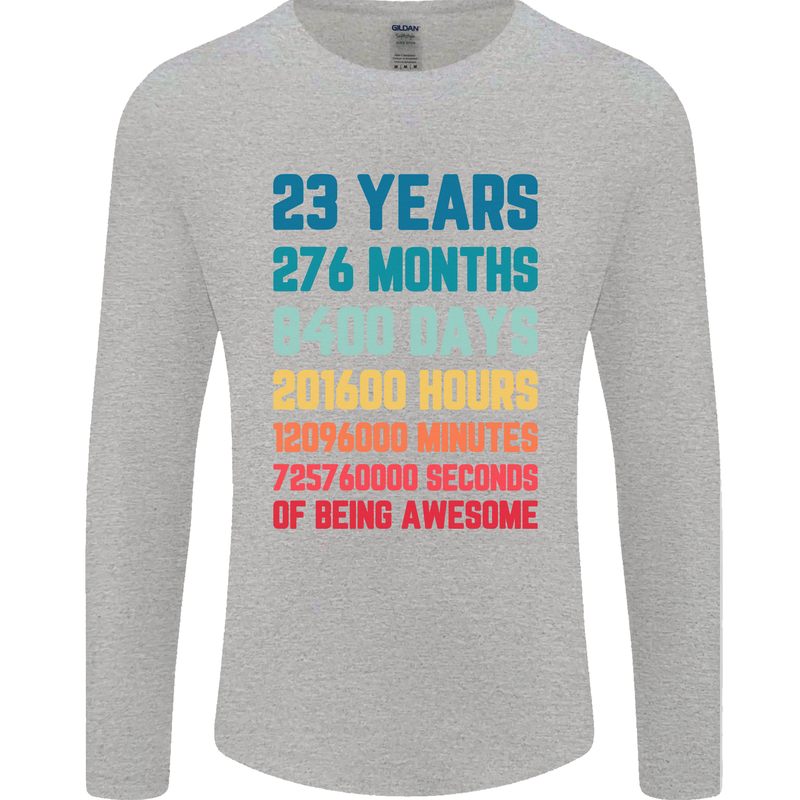 23rd Birthday 23 Year Old Mens Long Sleeve T-Shirt Sports Grey