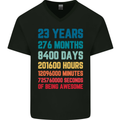 23rd Birthday 23 Year Old Mens V-Neck Cotton T-Shirt Black