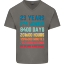 23rd Birthday 23 Year Old Mens V-Neck Cotton T-Shirt Charcoal
