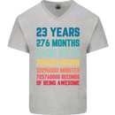 23rd Birthday 23 Year Old Mens V-Neck Cotton T-Shirt Sports Grey