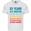 23rd Birthday 23 Year Old Mens V-Neck Cotton T-Shirt White