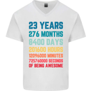 23rd Birthday 23 Year Old Mens V-Neck Cotton T-Shirt White