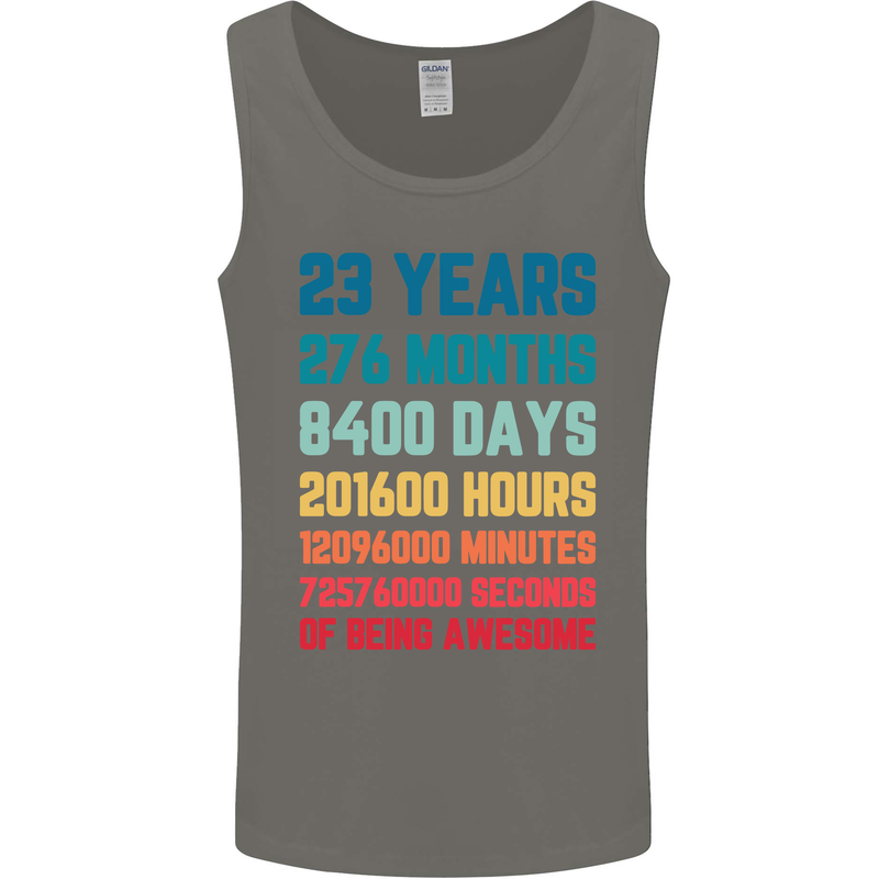 23rd Birthday 23 Year Old Mens Vest Tank Top Charcoal