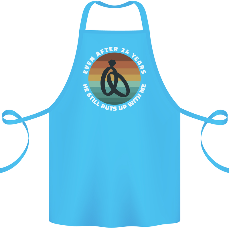 24 Year Wedding Anniversary 24th Marriage Cotton Apron 100% Organic Turquoise