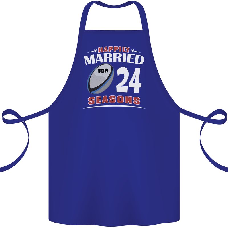 24 Year Wedding Anniversary 24th Rugby Cotton Apron 100% Organic Royal Blue