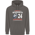 24 Year Wedding Anniversary 24th Rugby Mens 80% Cotton Hoodie Charcoal