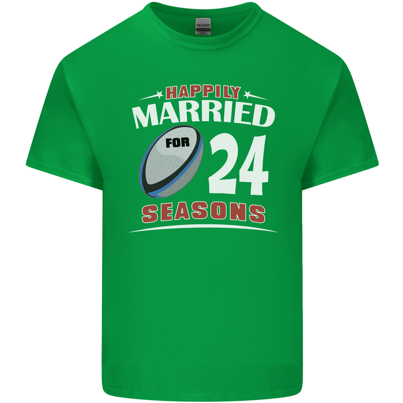 24 Year Wedding Anniversary 24th Rugby Mens Cotton T-Shirt Tee Top Irish Green