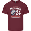 24 Year Wedding Anniversary 24th Rugby Mens Cotton T-Shirt Tee Top Maroon