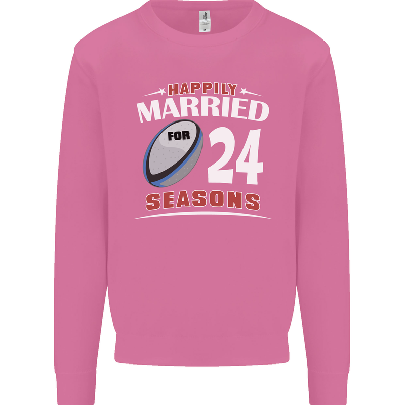 24 Year Wedding Anniversary 24th Rugby Mens Sweatshirt Jumper Azalea