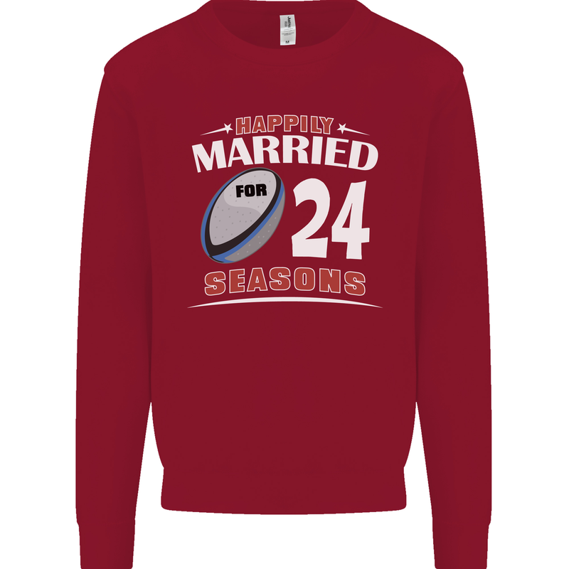 24 Year Wedding Anniversary 24th Rugby Mens Sweatshirt Jumper Red