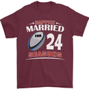 24 Year Wedding Anniversary 24th Rugby Mens T-Shirt 100% Cotton Maroon