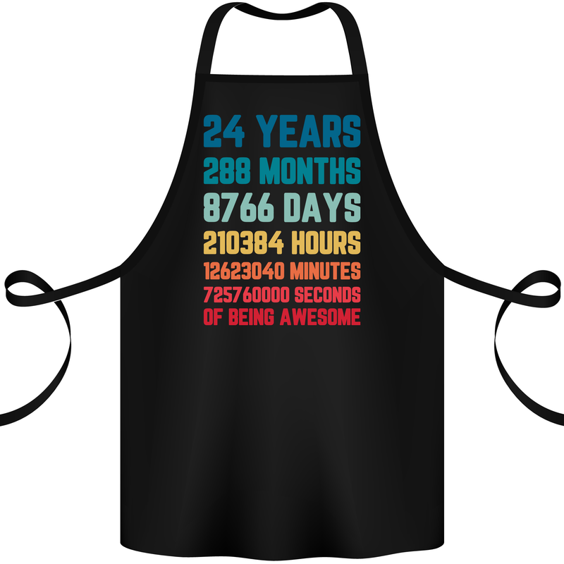 24th Birthday 24 Year Old Cotton Apron 100% Organic Black