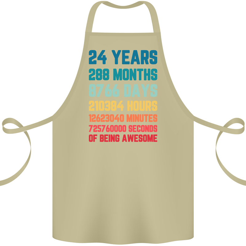 24th Birthday 24 Year Old Cotton Apron 100% Organic Khaki