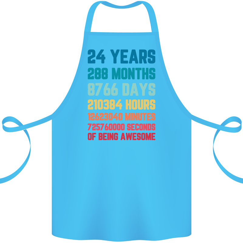 24th Birthday 24 Year Old Cotton Apron 100% Organic Turquoise