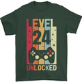 24th Birthday 24 Year Old Level Up Gamming Mens T-Shirt 100% Cotton Forest Green