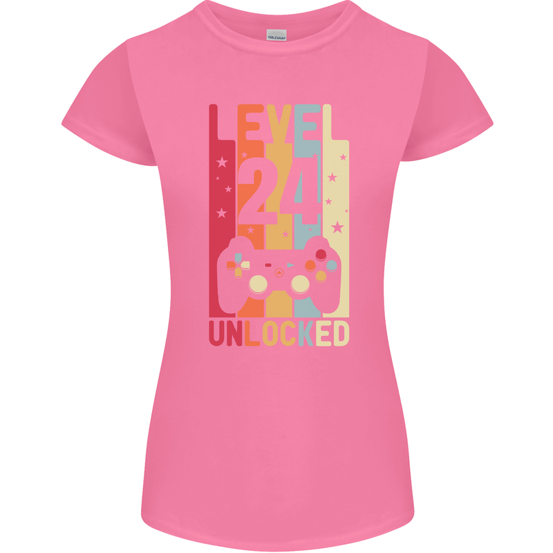 24th Birthday 24 Year Old Level Up Gamming Womens Petite Cut T-Shirt Azalea