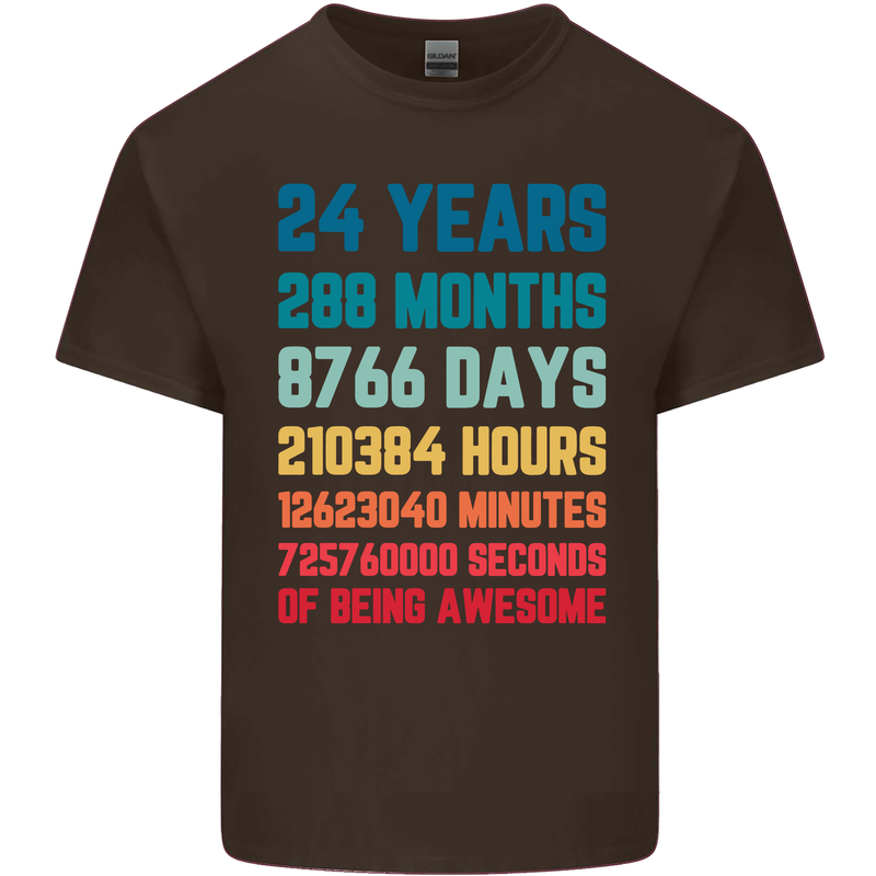24th Birthday 24 Year Old Mens Cotton T-Shirt Tee Top Dark Chocolate