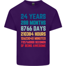 24th Birthday 24 Year Old Mens Cotton T-Shirt Tee Top Purple