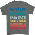 24th Birthday 24 Year Old Mens T-Shirt 100% Cotton Charcoal