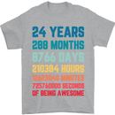 24th Birthday 24 Year Old Mens T-Shirt 100% Cotton Sports Grey