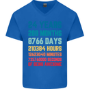24th Birthday 24 Year Old Mens V-Neck Cotton T-Shirt Royal Blue