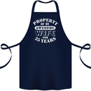 25 Year Wedding Anniversary 25th Funny Wife Cotton Apron 100% Organic Navy Blue
