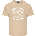25 Year Wedding Anniversary 25th Funny Wife Mens Cotton T-Shirt Tee Top Sand