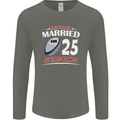 25 Year Wedding Anniversary 25th Rugby Mens Long Sleeve T-Shirt Charcoal