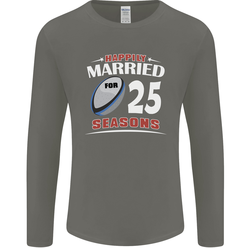 25 Year Wedding Anniversary 25th Rugby Mens Long Sleeve T-Shirt Charcoal