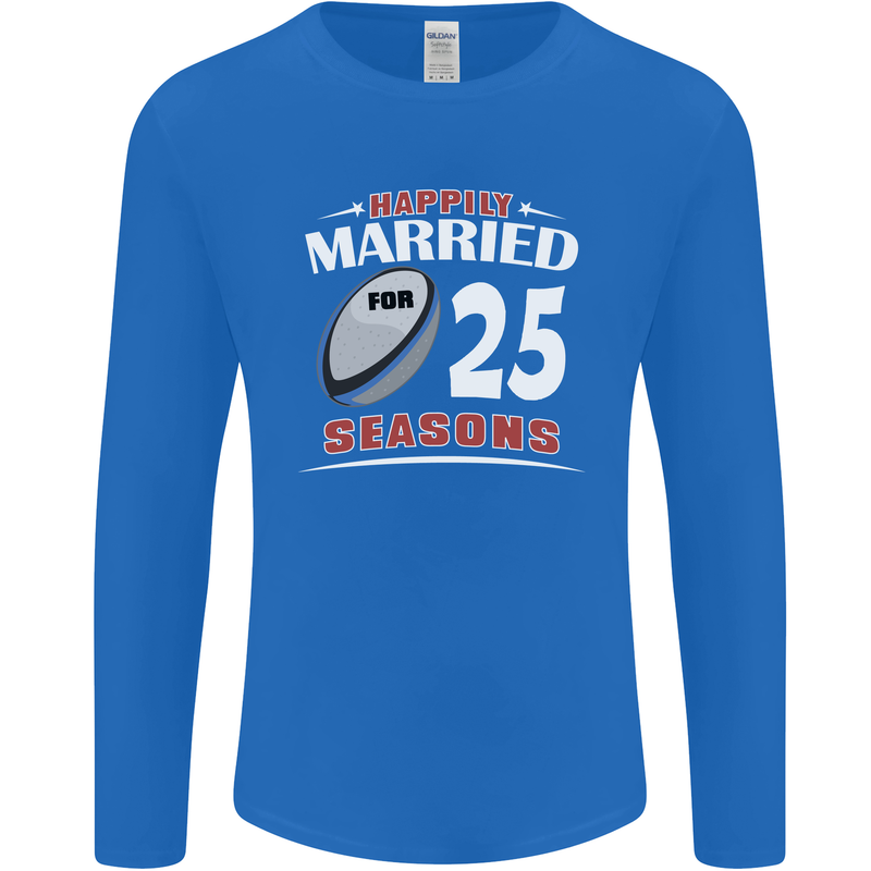 25 Year Wedding Anniversary 25th Rugby Mens Long Sleeve T-Shirt Royal Blue