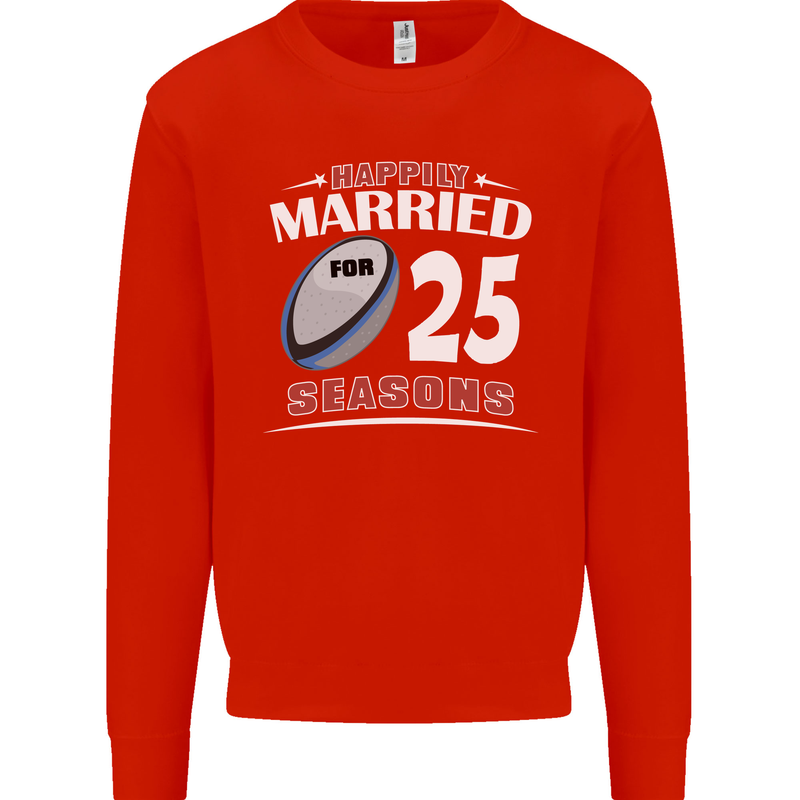 25 Year Wedding Anniversary 25th Rugby Mens Sweatshirt Jumper Bright Red