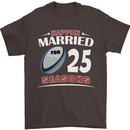 25 Year Wedding Anniversary 25th Rugby Mens T-Shirt 100% Cotton Dark Chocolate