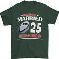 25 Year Wedding Anniversary 25th Rugby Mens T-Shirt 100% Cotton Forest Green