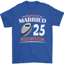 25 Year Wedding Anniversary 25th Rugby Mens T-Shirt 100% Cotton Royal Blue