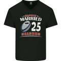 25 Year Wedding Anniversary 25th Rugby Mens V-Neck Cotton T-Shirt Black