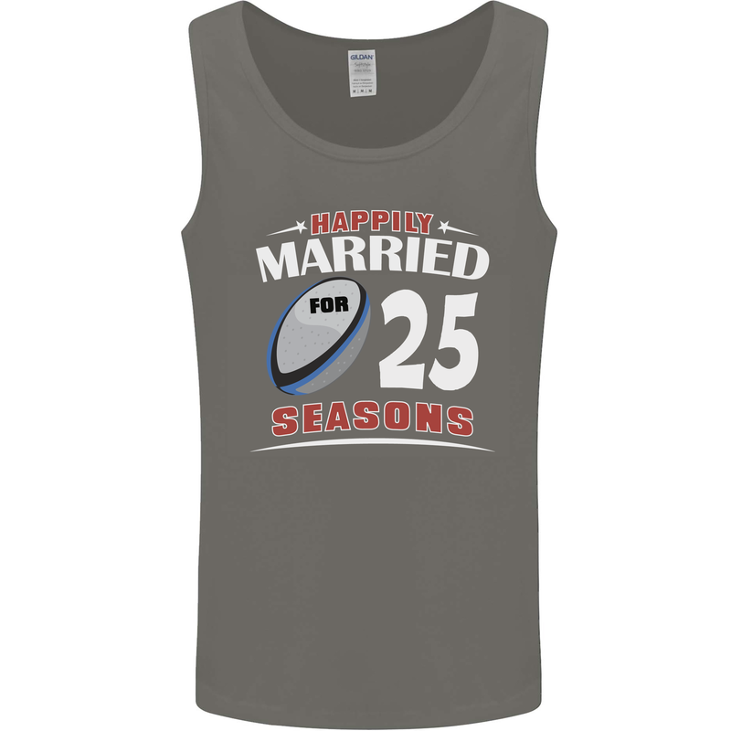 25 Year Wedding Anniversary 25th Rugby Mens Vest Tank Top Charcoal