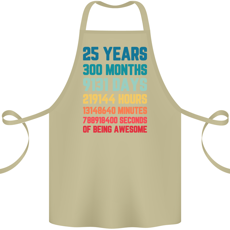 25th Birthday 25 Year Old Cotton Apron 100% Organic Khaki