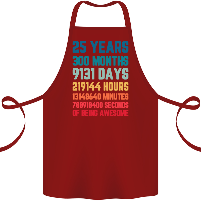 25th Birthday 25 Year Old Cotton Apron 100% Organic Maroon