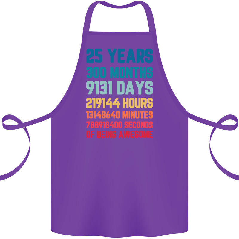 25th Birthday 25 Year Old Cotton Apron 100% Organic Purple