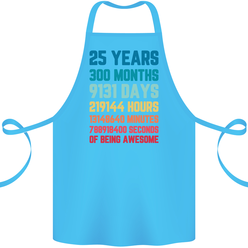 25th Birthday 25 Year Old Cotton Apron 100% Organic Turquoise