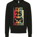 25th Birthday 25 Year Old Level Up Gamming Mens Sweatshirt Jumper Black