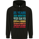 25th Birthday 25 Year Old Mens 80% Cotton Hoodie Black