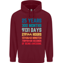 25th Birthday 25 Year Old Mens 80% Cotton Hoodie Maroon