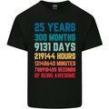25th Birthday 25 Year Old Mens Cotton T-Shirt Tee Top Black