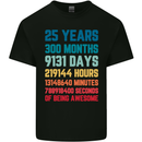 25th Birthday 25 Year Old Mens Cotton T-Shirt Tee Top Black