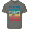25th Birthday 25 Year Old Mens Cotton T-Shirt Tee Top Charcoal